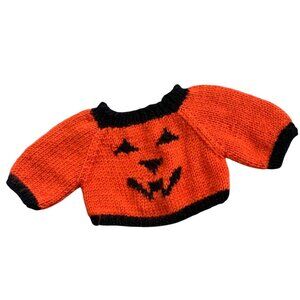 Vintage Handmade Pumpkin Face Knit Cropped Sweater 0-3 Months